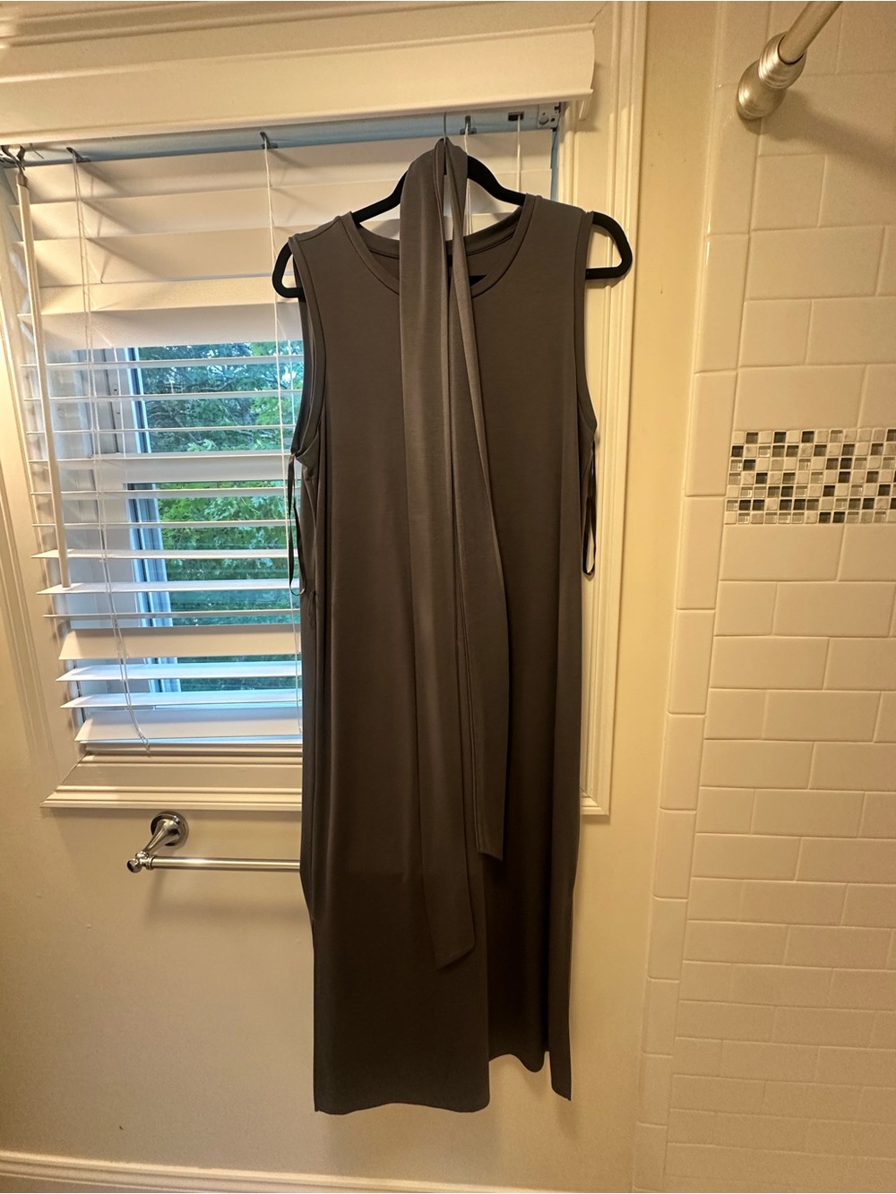 Banana Republic Charcoal Sleeveless Midi Dress with Tie